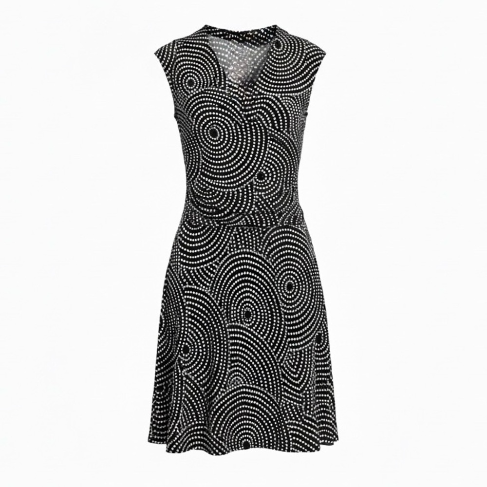 Y2K Polka Dot Geometric Short Sleeve Wrap Style Dress Size 4